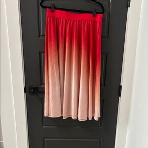 Athleta Red to Blush Ombre Midi Skirt